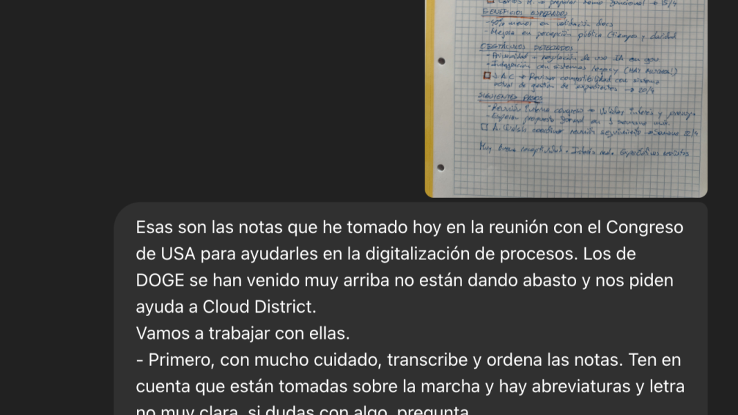 Transcripción de notas manuscritas